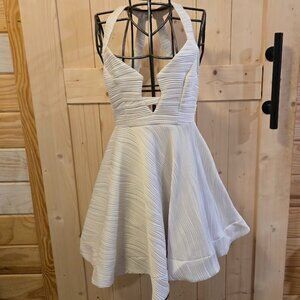 White Ribbed Halter Dress